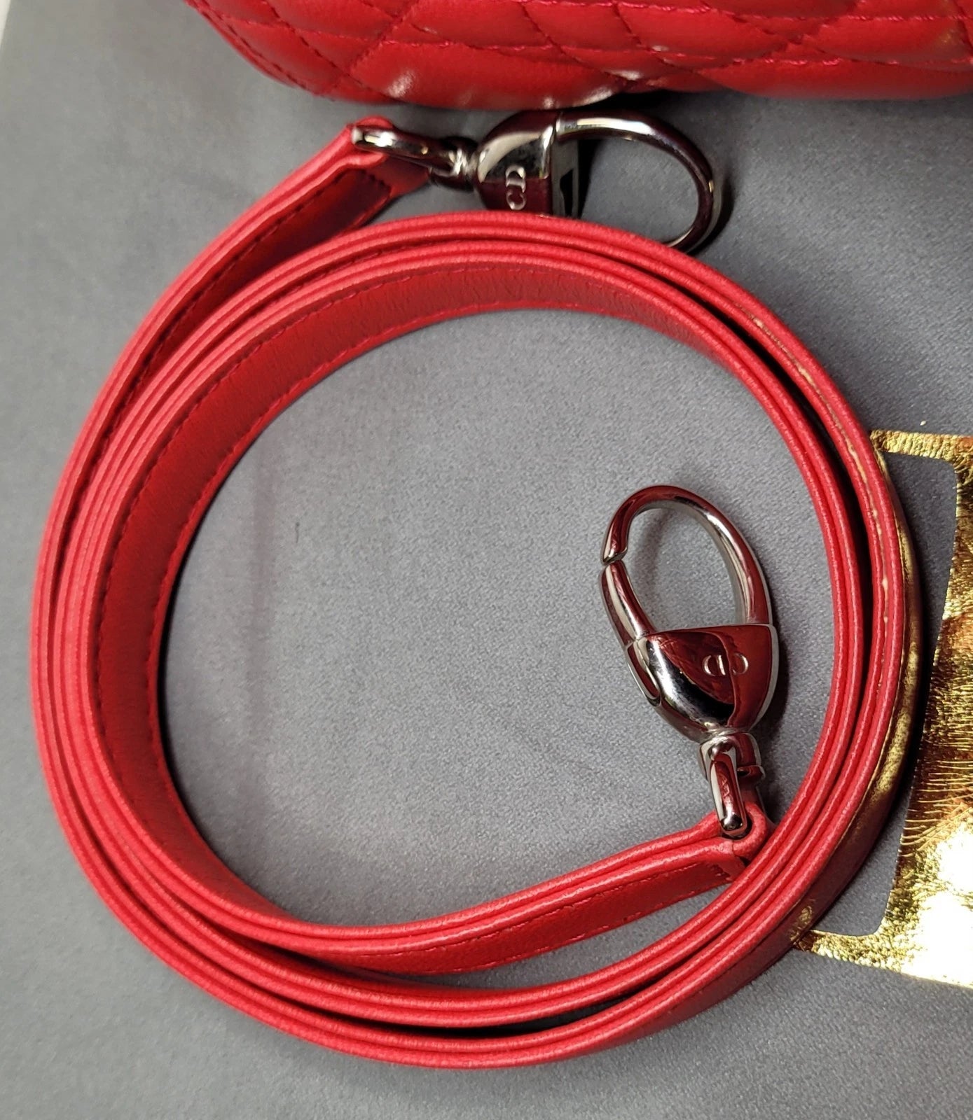 Christian Dior Lady Dior Cannage Quilted Lambskin Red Large handbag