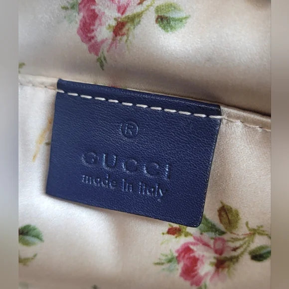 Gucci Marmont Blue Denim Floral Embroidered Large Bag
