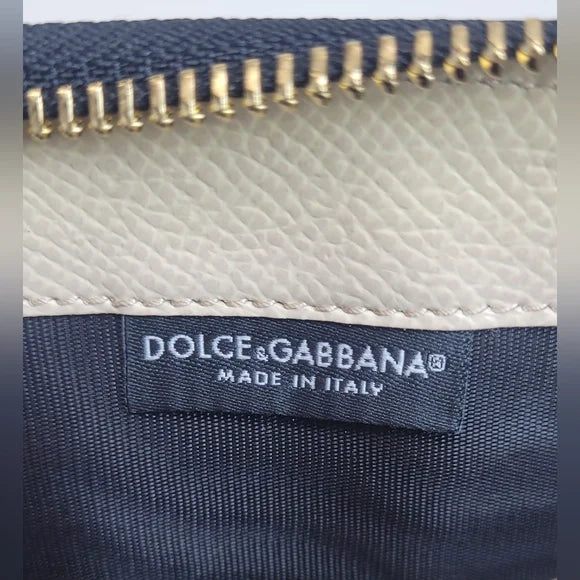 Dolce & Gabbana Black Leather Floral Long Zippy Wallet