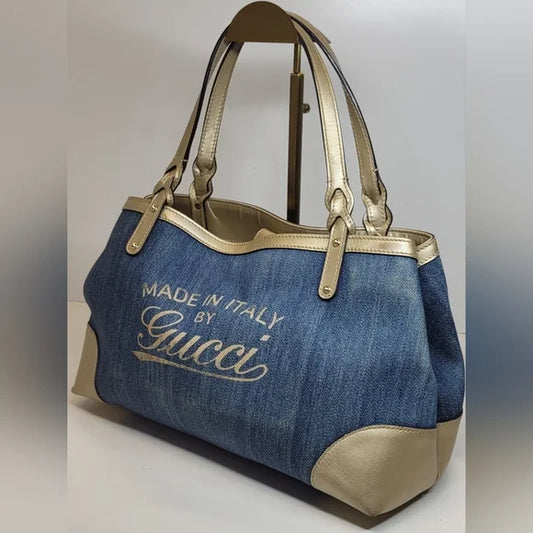 Gucci Blue Denim Craft Tote Bag