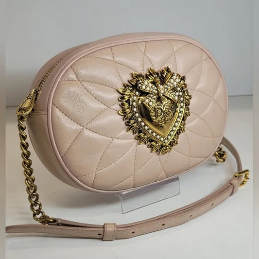 Dolce & Gabbana Devotion Sacred Heart Pink Calfskin Crossbody Bag