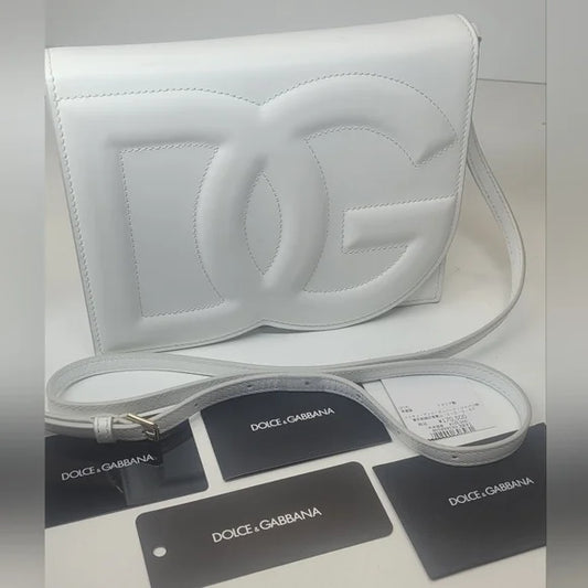 Dolce & Gabbana DG Logo White Flap Leather Crossbody Bag🔥🔥🔥