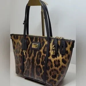 Dolce & Gabbana PVC leather leopard tote with lock & key 🔥🩷