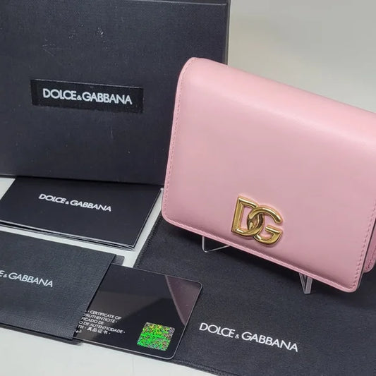 Dolce & Gabbana Pink Leather Bi Fold Wallet