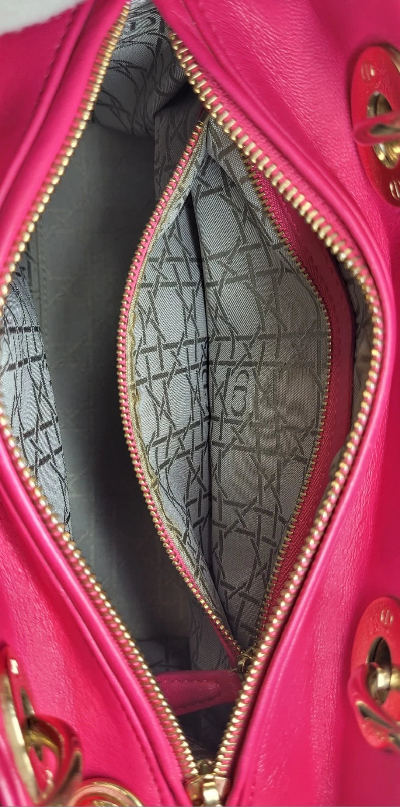 Christian Dior Pink Lambskin Lady Dior Cannage Handbag