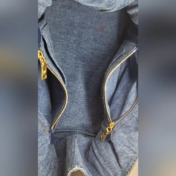 Prada Blue Denim Canapa Medium Tote Bag