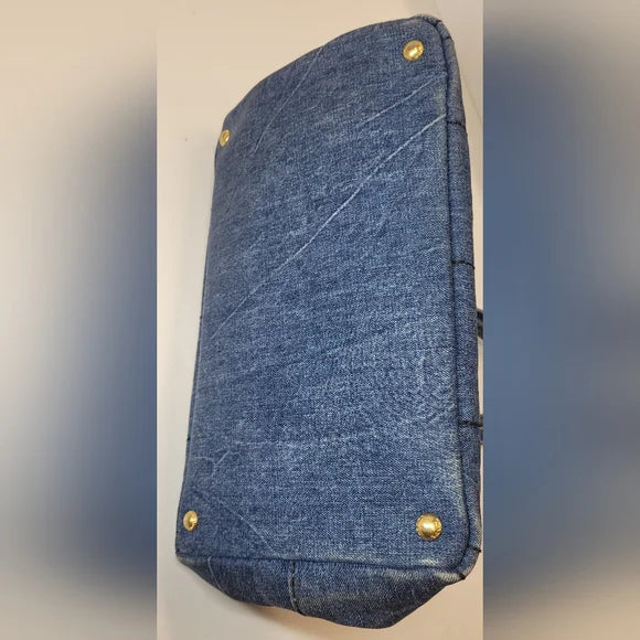 Prada Blue Denim Canapa Medium Tote Bag