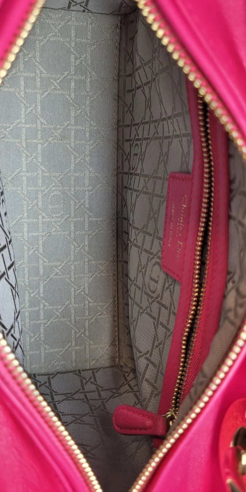 Christian Dior Pink Lambskin Lady Dior Cannage Handbag