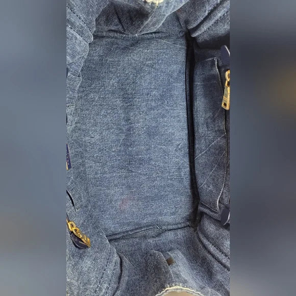 Prada Blue Denim Canapa Medium Tote Bag