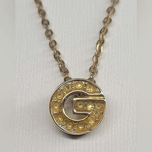 Givenchy Rhinestone Logo Gold Necklace