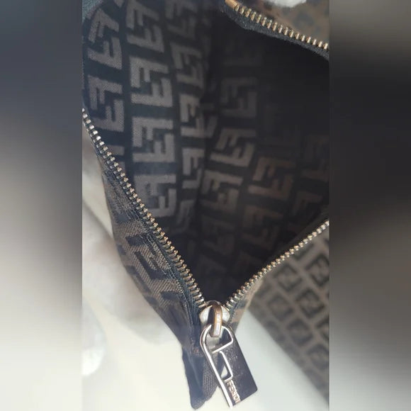 Fendi Zucca Brown Canvas Shopper Tote Bag with 2nd Piece