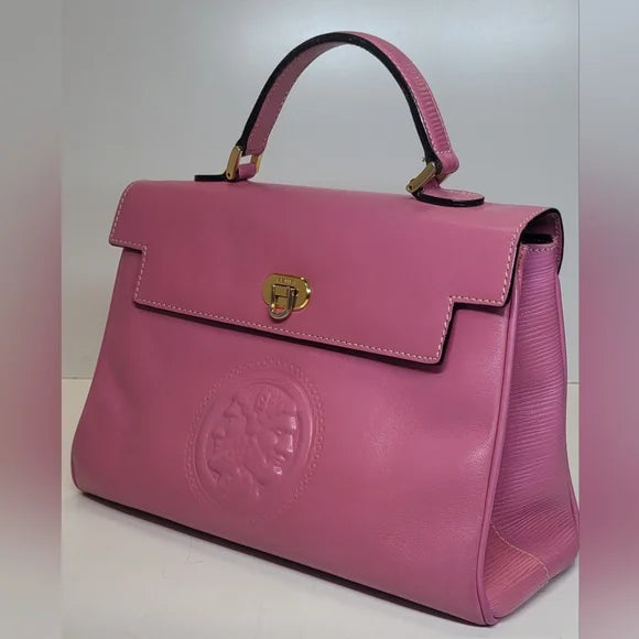 Vintage Fendi Pink Leather Top Handle Handbag