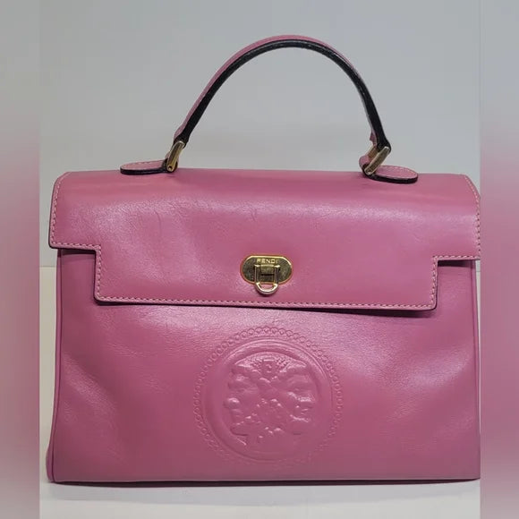 Vintage Fendi Pink Leather Top Handle Handbag