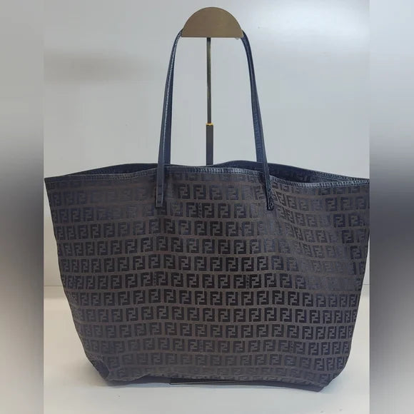 Fendi Zucca Brown Canvas Shopper Tote Bag with 2nd Piece