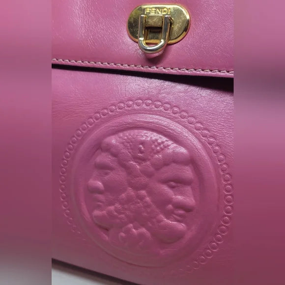 Vintage Fendi Pink Leather Top Handle Handbag