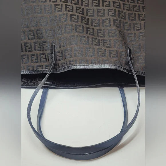 Fendi Zucca Brown Canvas Shopper Tote Bag with 2nd Piece