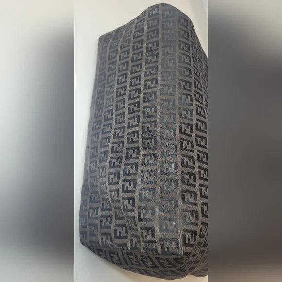 Fendi Zucca Brown Canvas Shopper Tote Bag with 2nd Piece