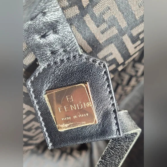 Fendi Zucca Brown Canvas Shopper Tote Bag with 2nd Piece