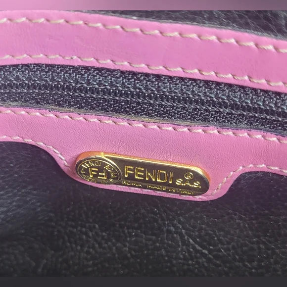 Vintage Fendi Pink Leather Top Handle Handbag