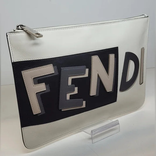 Fendi Multicolor Leather Logo pouch clutch