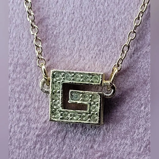 Givenchy Gold And Rhinestone G Necklace