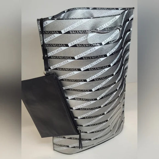 Balenciaga 2020 Metallic Calfskin Leather Tote & Wristlet