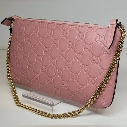 Gucci Guccissima Pink Leather Signature Wristlet