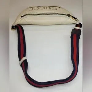 Gucci white long calfskin Leather Crossbody🩷
