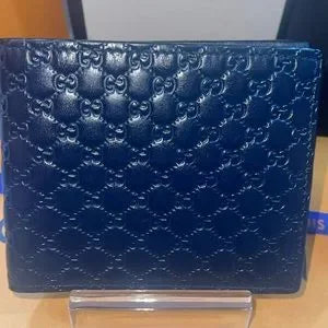 NWOT Navy Micro Gucci Guccissima bifold wallet