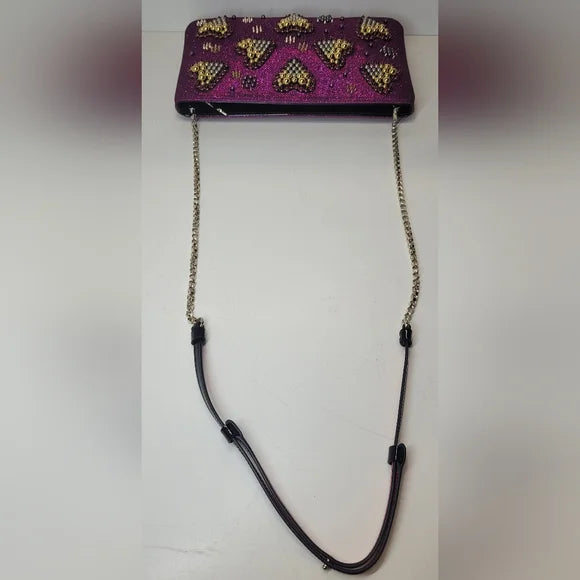 RARE Christian Louboutin Loubiposh Embellished Purple Glitter Handbag/Clutch