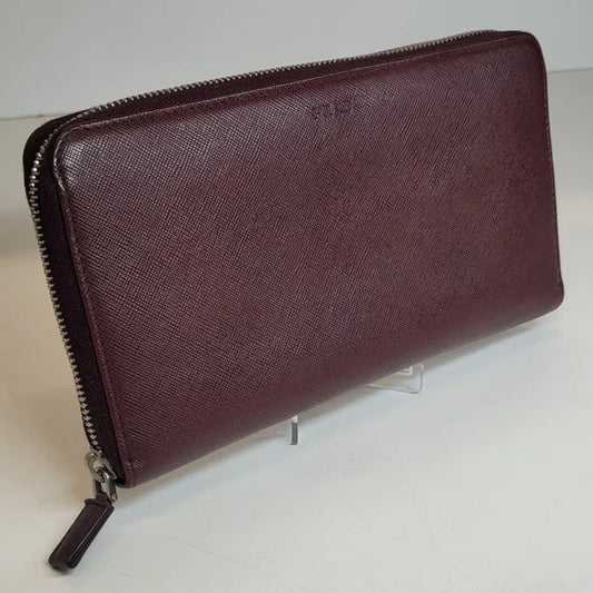 Prada Bruciato Brown Saffiano Leather Large Zippy Wallet