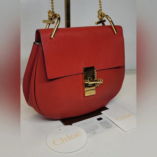 Chloe Drew Red Lambskin Crossbody Bag
