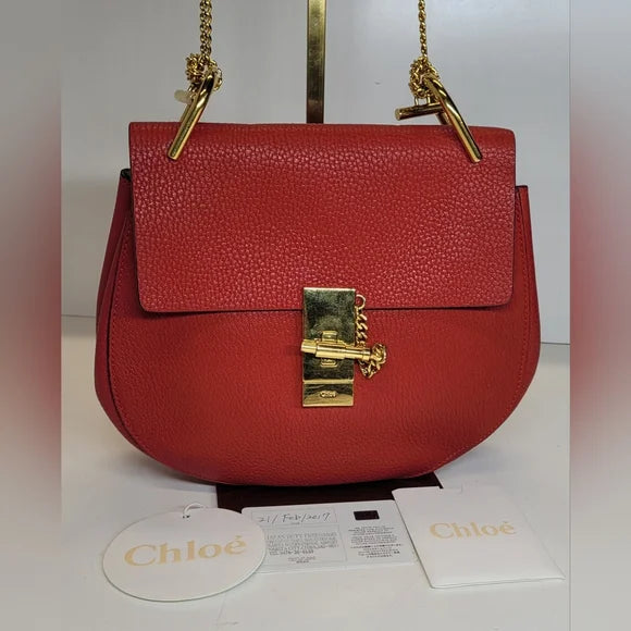 Chloe Drew Red Lambskin Crossbody Bag