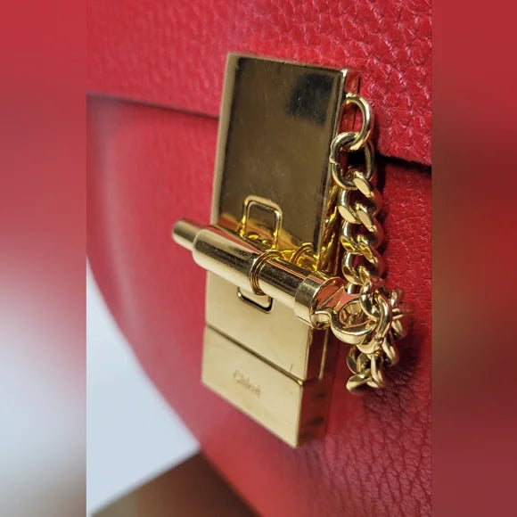 Chloe Drew Red Lambskin Crossbody Bag