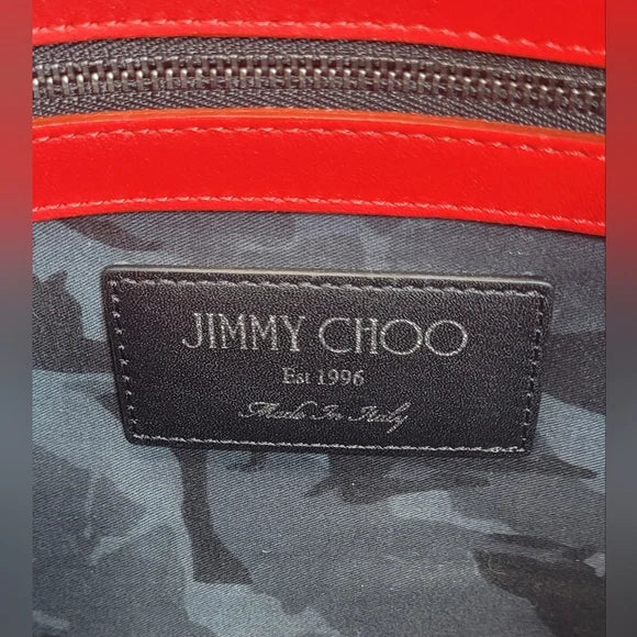 Jimmy Choo Red Leather Star Studded Derek Pouch