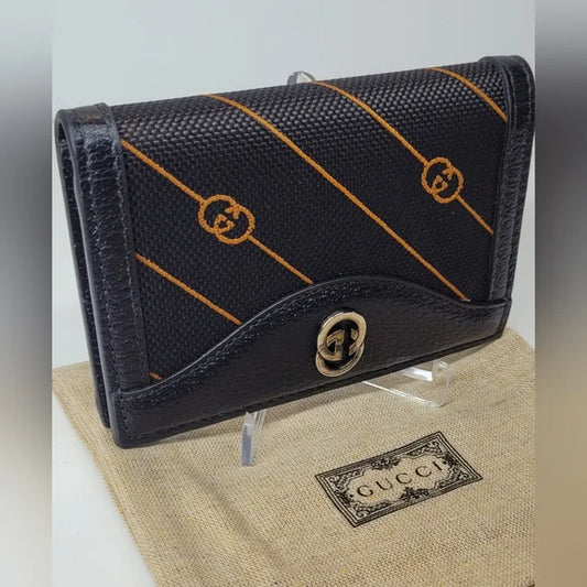 Gucci Interlocking G Long Black Leather Card Case