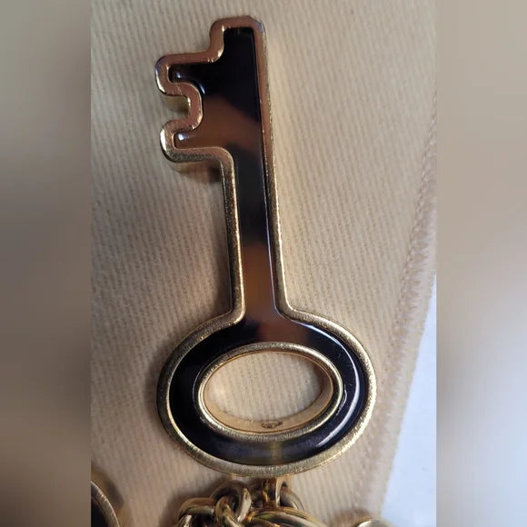 Louis Vuitton LV Tortise Shell Resin Lock & Key Confidence Bag Charm / Keychain