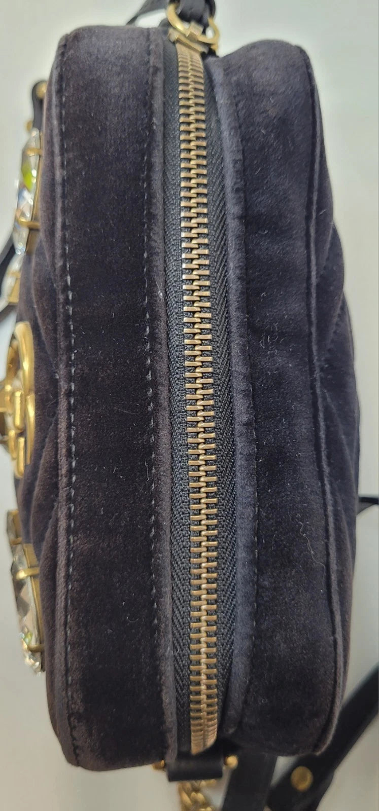 Gucci GG Marmont Black Velvet Crystal Embellished Crossbody Bag