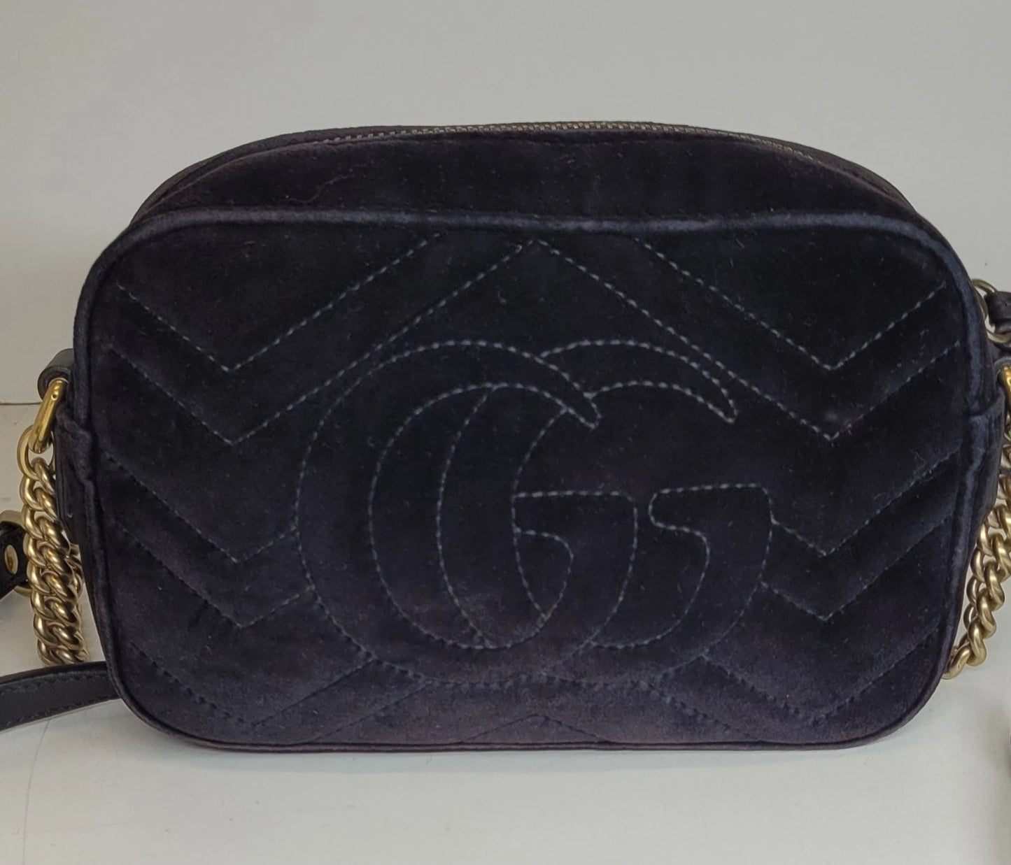 Gucci GG Marmont Black Velvet Crystal Embellished Crossbody Bag