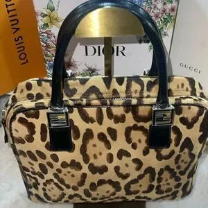 FENDI leopard pony hair satchel