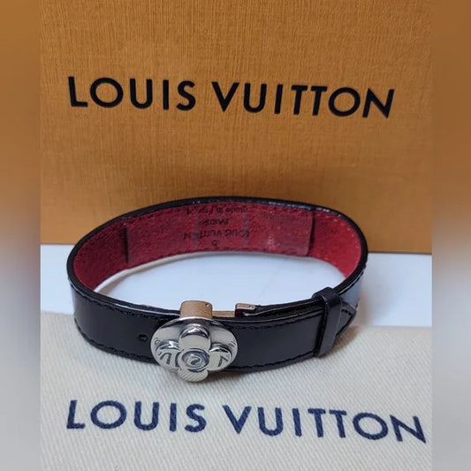 Louis Vuitton Lucky Charm Black Leather Bracelet