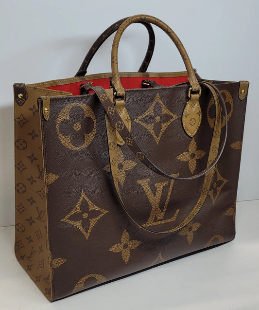 Louis Vuitton On The Go Reverse GM Tote Bag Plus Dustbag