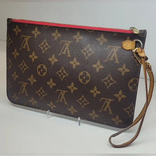 Louis Vuitton Neverful Brown Monogram Pochette / Wristlet