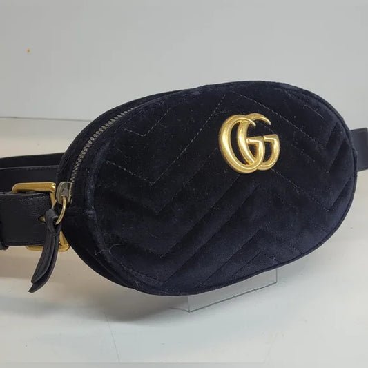 Gucci Marmont Black Velvet Small Belt Bag/Bum Bag