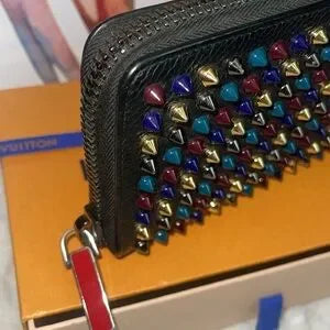 CHRISTIAN LOUBOUTIN spiked multi colored long zippy wallet