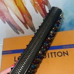 CHRISTIAN LOUBOUTIN spiked multi colored long zippy wallet