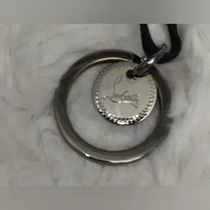 RARE Christian Louboutin foxfur & leather bag charm/key ring