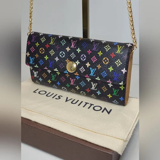 Louis Vuitton Murakami vintage Monogram Sarah Wallet with box, dusty & more