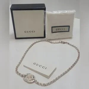 Beautiful 925 Silver Gucci interlocking full inclusion