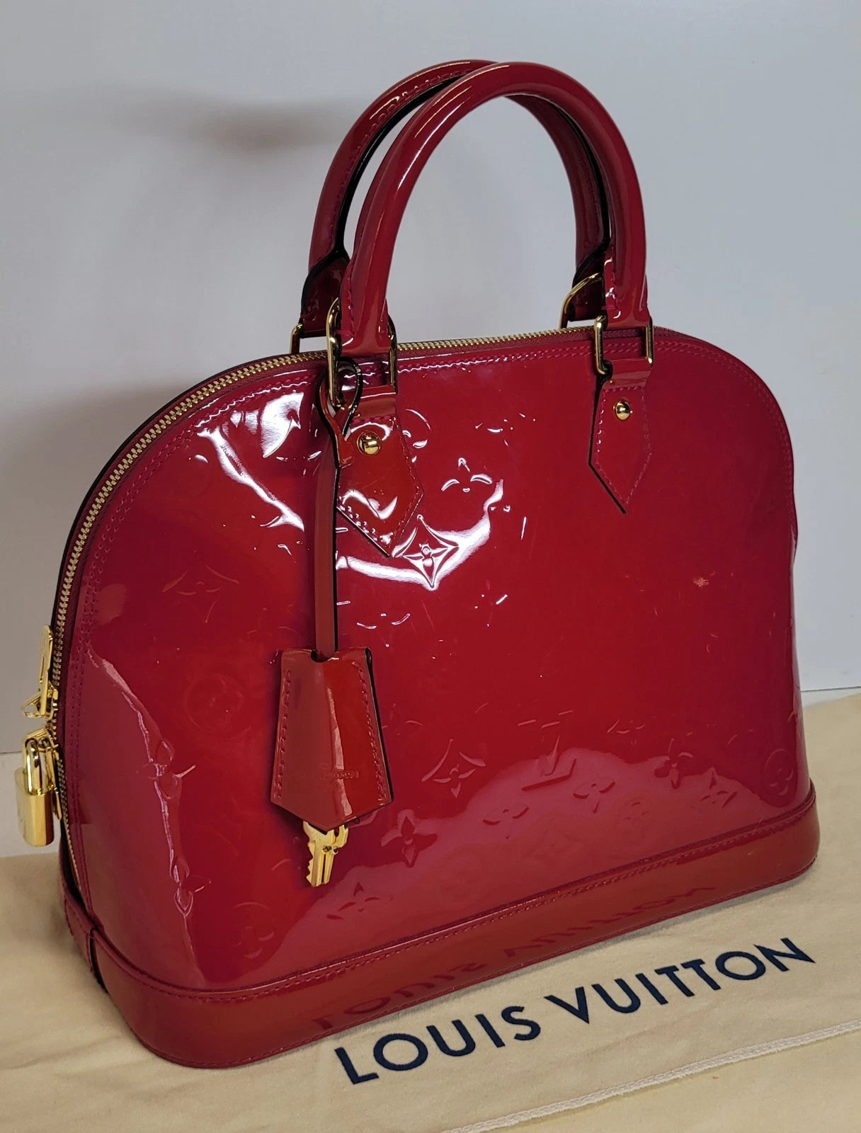 Louis Vuitton Red Vernis Leather Alma PM w/ Dustbag / Lock & Key